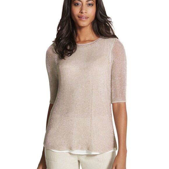 NEW!  Chico's Ainsley Metallic Gold Pullover Sweater - Size 3 / XL - $99 - Picture 13 of 15